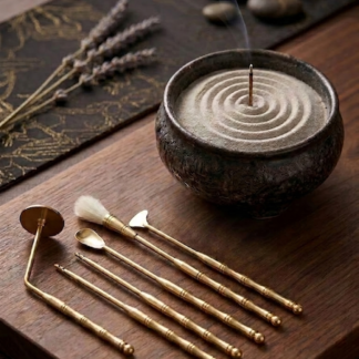 brass incense ash tool set